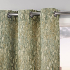 No. 918 Hermione Abstract Geometric Semi-Sheer Grommet Curtain Panel, Harbor Blue, 48" W x 84" L (1 Panel)