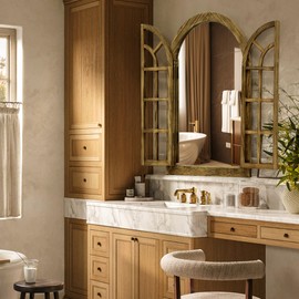 Elissposar Window Mirrors for Wall Decor -Arched Wall Mirror Farmhouse Wall Decor Wood Frame Decorative Wall Mirrors Like Window for Bedroom, Living Room, Entrance, Dining Room