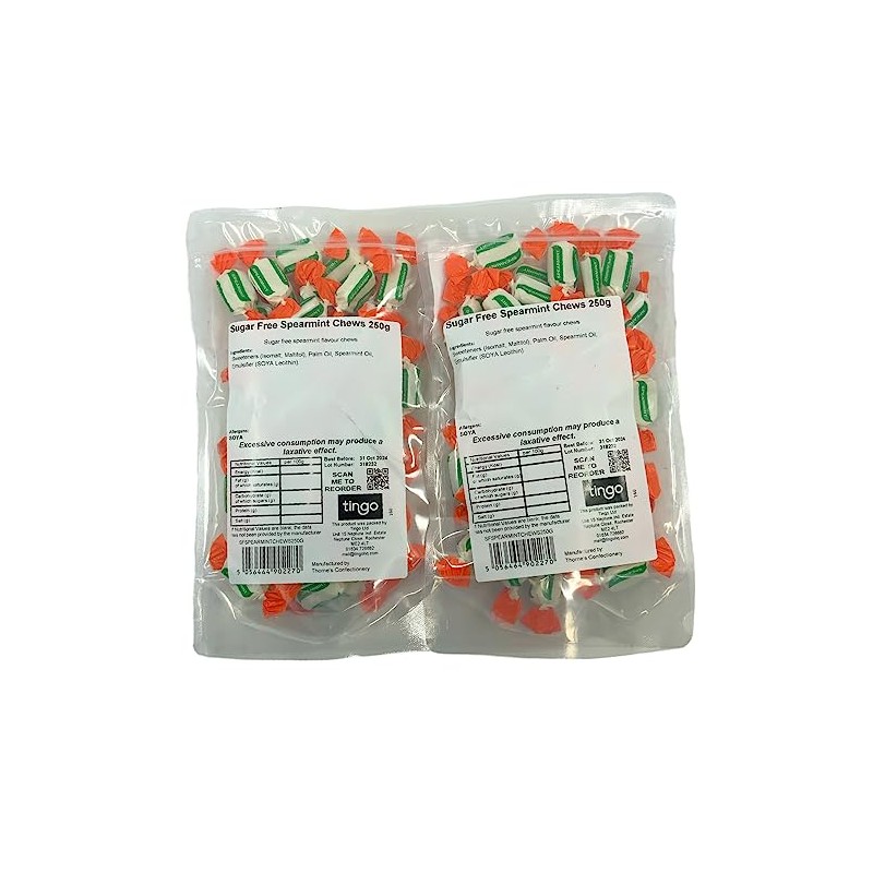 Sugar Free Spearmint Chews 500g packaged by Tingo