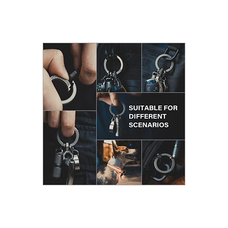 MecArmy Circle Keychain, Titanium Carabiner EDC Key Ring Clip, Anti-Lost