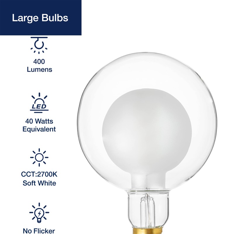 FLSNT G125 Decorative Dimmable Globe LED Edison Bulbs, 2700K Soft