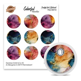 FreeStyle Libre 3 Sensor Stickers – Set of 9 Colourful Smoke – Stickers for Sensors | Diasticker®