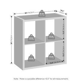 Furinno Cubic Open Back Multipurpose Clothing & Closet Storage Organizer Shelf, 4-Cube, Dark Oak