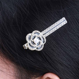 Inateannal Rhinestone Hair Clip Hair Clip Black Pearl Flower Hair Clip Gold Crystal Side Clip Headgear Bling Bridal Headwear Head Clip Headwear Accessories for Women and Girls