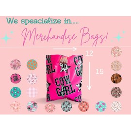 Trendy Chick Mailers - 100 pack die cut Merchandise and Shopping Bags, Perfect for Retail Stores, Boutiques, Gift Shops, and Festivals. Western, Cute and Trendy designs (Electric Cowgirl, 12x15)