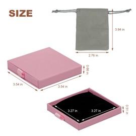 1 Pcs Small Jewelry Gift Box with Drawstring bag,Square Cardboard Organizer for Necklace, Bracelet, Earrings,for Birthday, Xmas, Wedding, Valentine's Day Wrapping (Pink)