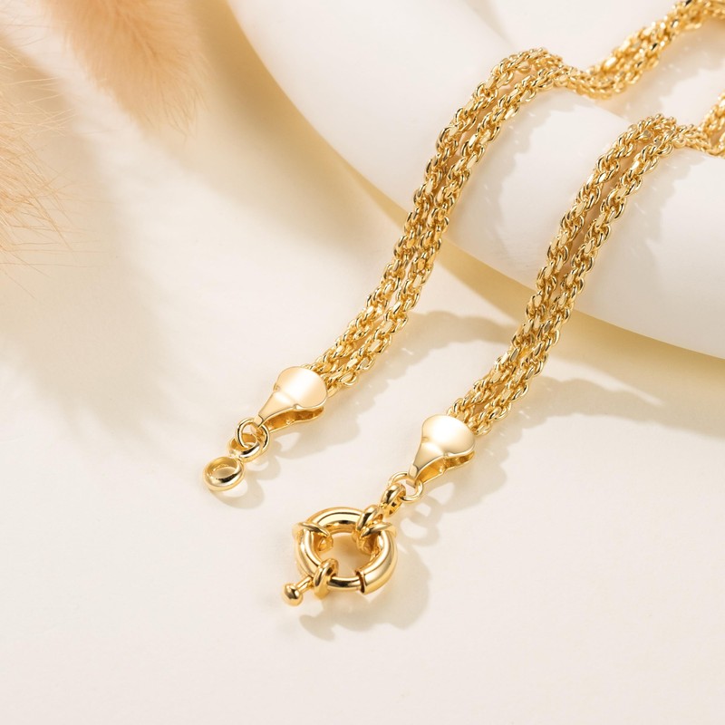 Yzytdgzy 14K Gold Bracelet For Women Layered Rope Bracelet For