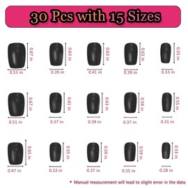 Melines 30pcs Cat Eye Short Square Press On Nails, Reusable Nail Kit with Nail Adhesive Tabs Mini Nail File, 15 Sizes (Moonlight)