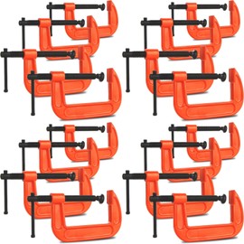 RHBLME 12 Pack C Clamp, Small C Clamps 1 Inch, 800lbs Load Limit, 1/12" Jaw Opening & 1" Throat Depth, Heavy Duty C-Clamps Set for Woodworking, Welding, Building, etc