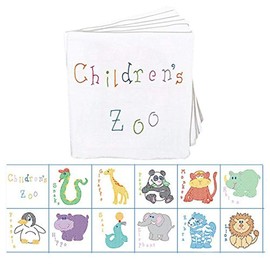 Jack Dempsey Stamped Cloth Nursery Books, 8-Inch by 8-Inch, 12 Pages, Children's Zoo
