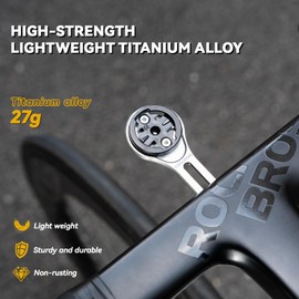 ROCKBROS Aero Bicycle Computer Mount with Quick Release Lightweight Handlebar Extension Bracket Compatible with Garmin, Wahoo, Bryton, Action Cameras and Bicycle Lights, Titanium