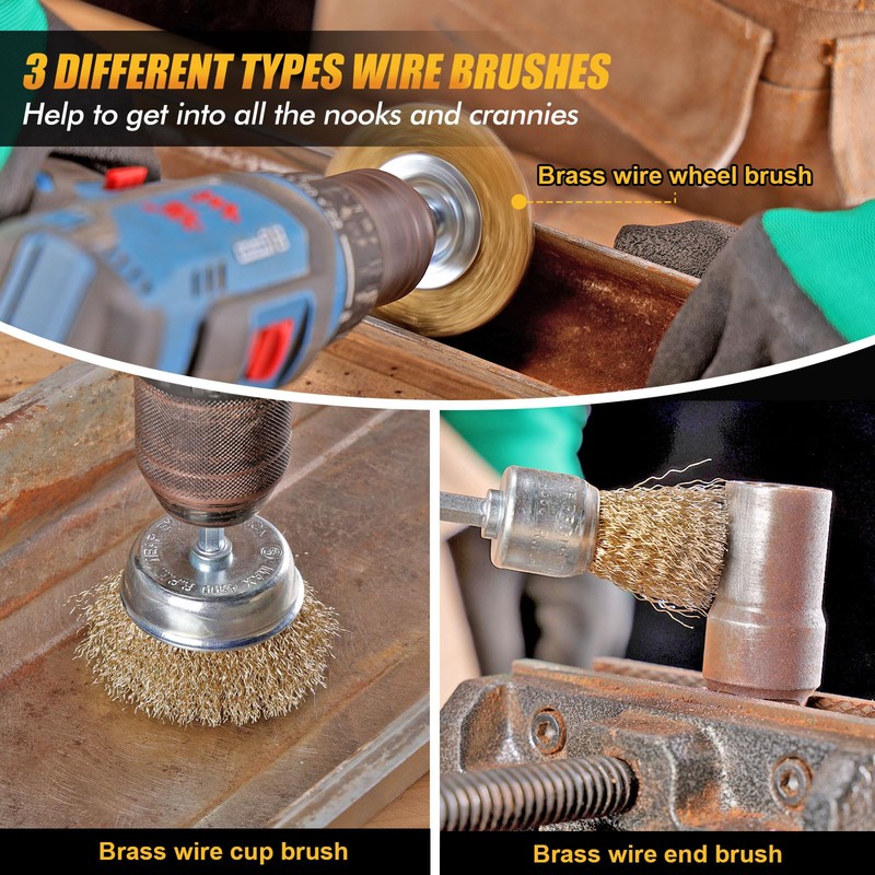 POLIWELL 24 Pack Wire Wheel Brush for Drill, Carbon Steel