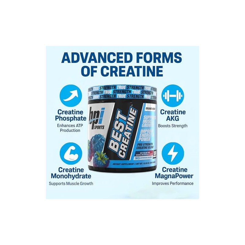 BPI Sports Best Creatine Powder, Icy Blue Raz, 10.58 Ounce