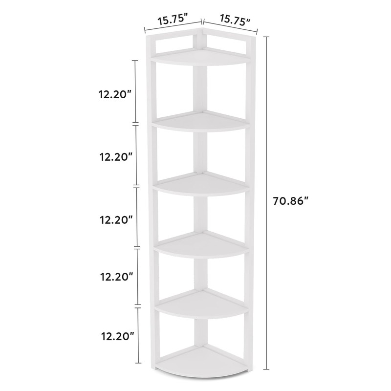 Tribesigns 6 Tier Corner Shelf, 70.9 Inch Tall Corner Bookshelf