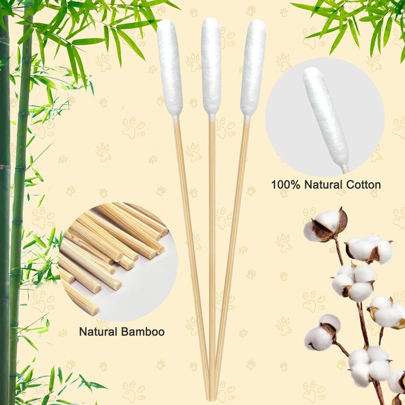 100 Pcs Large Cotton Swabs for Pet Care, 6 Inch