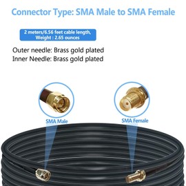 Maswell 2M RG58 Coaxial Cable 50ohm Low Loss SMA Male to SMA Female for 5G 4G+ LTE WiFi Cellular GPS GNSS Router External Antenna Outdoor