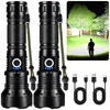 KINGCAESAR Flashlights High Lumens Rechargeable, 2 Pack 90,000 Lumens Super