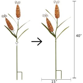 ATT Metal Corn Stake Autumn Harvest Decoration- Decorative Yard Lawn Garden Stake - Two Corn