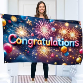 Congratulations Banner for Prom - Congratulations Decorations - Well Done - We Are So Proud of You - 5x3ft