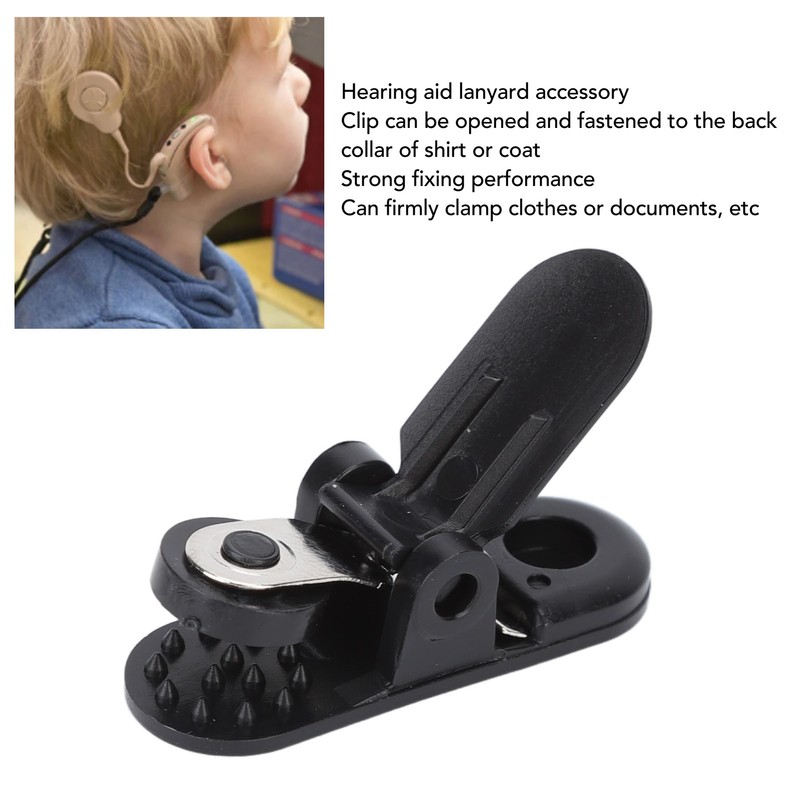 20pcs Hearing Aid Lanyard Clip Black ABS Clip Replacement Accessory