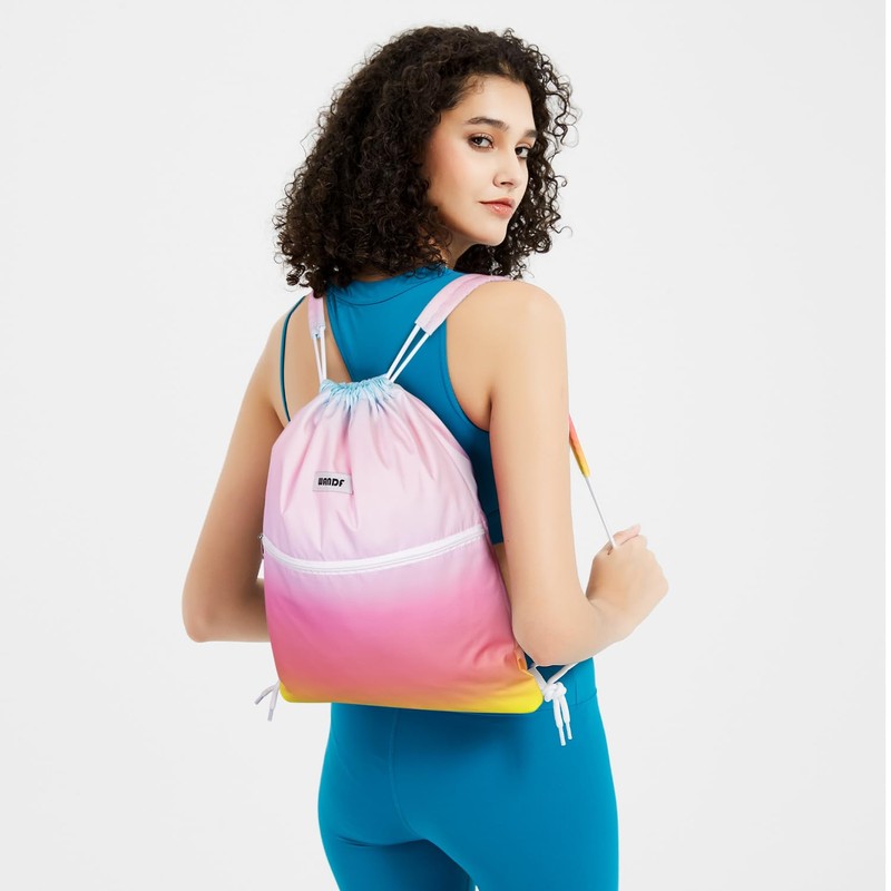 WANDF Drawstring Backpack with Shoulder Pad String Bag Sackpack Cinch