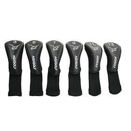 AGXGOLF Long Neck Head Covers for 3, 5, 7, 9, 11 & 13 Fairway Woods : Fits Left or Right Hand All Brands. Black w/White Embroidery; Keep Your Golf Clubs Safe