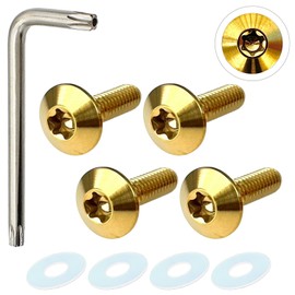 RENPA Titanium Alloy License Plate Specific Bolt Smart Design Vehicle Inspection Compliant (Gold, Bolt Length 20mm)