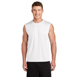 DRIEQUIP Mens Sleeveless Moisture Wicking Muscle T-Shirt-2XL-White