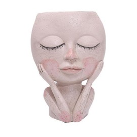 Face Flower Pot Head Planter Pot Cute Lady Face Succulent Planter Resin Cactus Planter Funny Head Plant Pot for Home Garden (Corlor A)