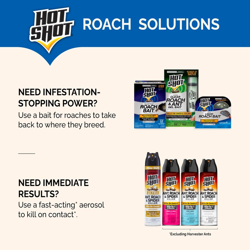 Hot Shot Liquid Roach Bait, Roach Killer, 1 Pack, 6-Count