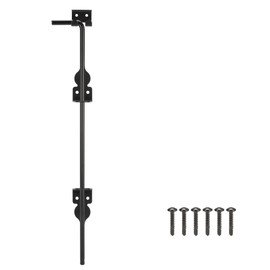18" Cane Bolt Heavy Duty Drop Rod Gate Stopper Hardware, Gate Ground Latch for Wooden Fences Metal Gates Doors, Gate Drop Pin for Holding Gate to The Ground, Black Finish