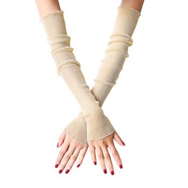 2 Pairs Women's Fashion Sunblock Arm Sleeves Lace UV Sun Protection Long Sleeve Fingerless Glove Sunscreen Cuffs Suitable for Outdoor Sports (Light yellow)