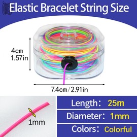 Looconi Rainbow Stretchy String with Organizing Case, 1 mm 28 Yards Sturdy Elastic String Cord for Jewelry Making, Necklaces, Beading and Crafts