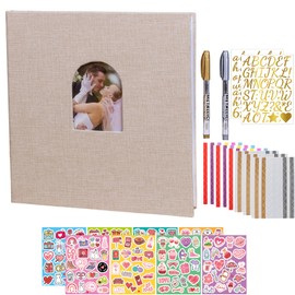 40 Page 7.5" x 9.5" Photo Album Self Adhesive Wedding Scrapbook Linen Beige