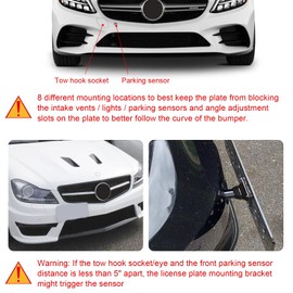 Xotic Tech License Plate Mounting Bumper Tow Hook Bracket for Mercedes GLK GLC GLE Black