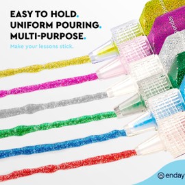 Glitter Glue for Crafts in Bright Classic Colors: Silver, Red, Green, Blue, Purple & Gold Glitter Glue Washable & Non-Toxic Used for Gluing, Drawing, Writing, Outlining, 0.67 OZ (6 Pieces) - by Enday