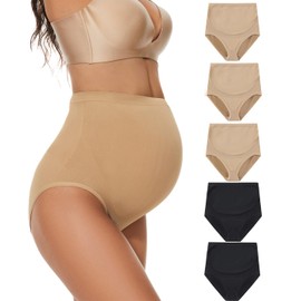 KUNINDOME Seamless Maternity Underwear Panties, 5 Pack, Medium