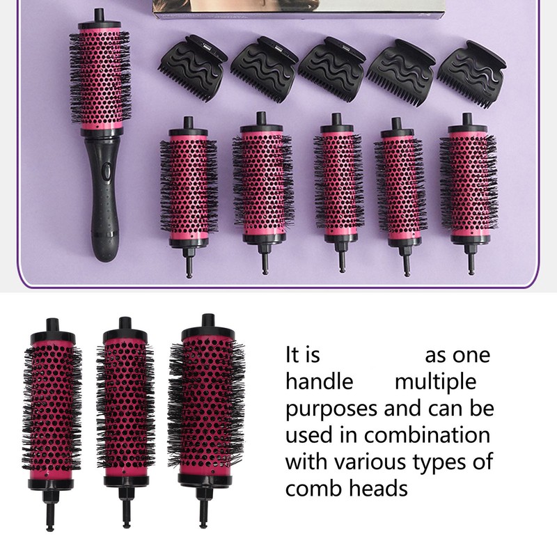 6 Pcs Round Hair Brush Set Detachable Ergonomic Handle Soft