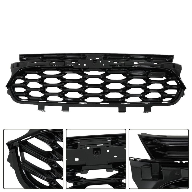 munirater Black Grille Front Bumper Upper and Lower Grill Kit