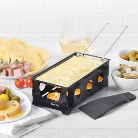 Starfrit Cheese Raclette Set - Non-Stick Tray - Foldable Handle - Nylon Scraper - 4 Tealights