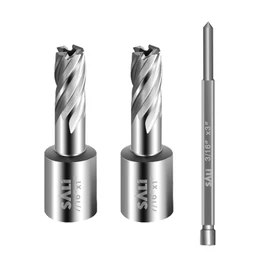 SALI 2 pcs Annular Cutter Diameter 7/16 Inch with Weldon Shank 3/4"(with 2 Flats) Cutting Depth 1" Mag Drill Bit for Magnetic Drill Press HSS Fully Ground Drill with One 3/16"*3" Pilot Pin