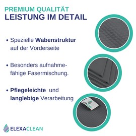 ELEXACLEAN Window Cloth, Streak-Free, Microfibre Window Cleaning Cloths (Pack of 4, 40 x 30 cm, Anthracite) Premium Glass Cleaning Cloths Car for Indoor and Outdoor Use