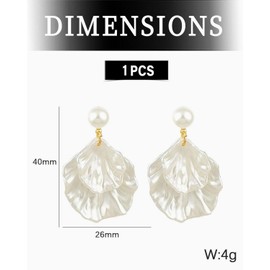 QLEUIFT 1 Pair Vintage Scallop Earrings Pearl Stud Earrings White Shell Earrings Bohemian Declaration Earrings Jewellery for Women and Girls