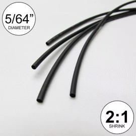 Yonjia 5/64" ID Black Heat Shrink Tube 2:1 ratio wrap (6x9" = 4 ft) inch/feet/to 2mm