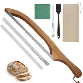 Femicgal Bread Knife for Homemade Bread Sourdough, Sourdough Knife for Slicing with Wide Stainless Steel Blade, 15.7" Serrated Slicer with Bow Design & Spare Blade