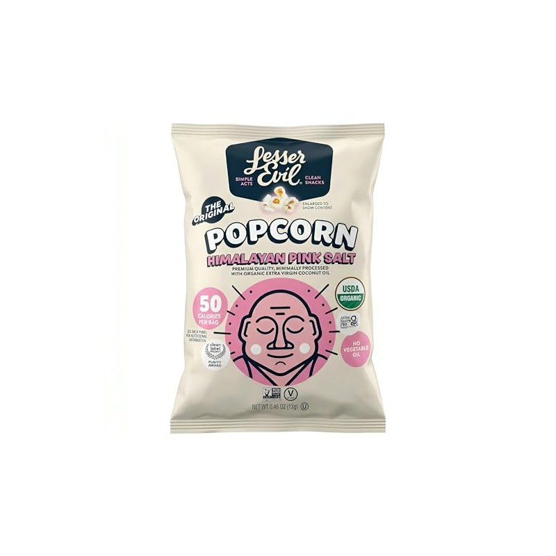 Lesserevil Organic Popcorn, 0.46oz Bulk Foodservice Case, 96 Bags (Himalayan