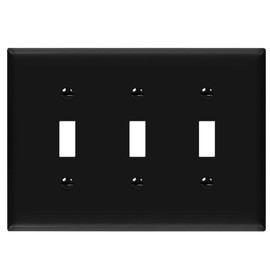 ENERLITES Triple Light Switch Wall Plate, Toggle Switch Plate, 3-Gang Mid-Size 4.88" x 6.77", Unbreakable Polycarbonate Thermoplastic, UL Listed, 8813M-BK, Black