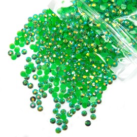 qiipii 5300PCS 3mm Emerald Green AB Resin Rhinestones Bulk Dark Green AB Flatback Jelly Resin Stones SS10 Non-Hotfix Diamonds Gems for Nails Face Eyes Makeup Body Mugs Tumblers DIY Crafts Decor Shoes
