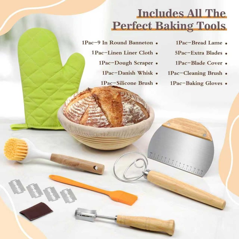 Neddie Banneton Bread Proofing Baskets Set Sourdough Bread Baking tools