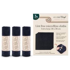 Legend Vinyl Pack of 3 Extra Large Anti-static Vinyl Record Cleaning Cloth - 38cm X 38cm Microfibre Cleaning Cloth - Lint Free - Perfect for Placing Your Vinyl on Whilst Cleaning